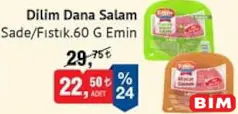 EMİN DİLİM DANA SALAM SADE/FISTIK 60 G